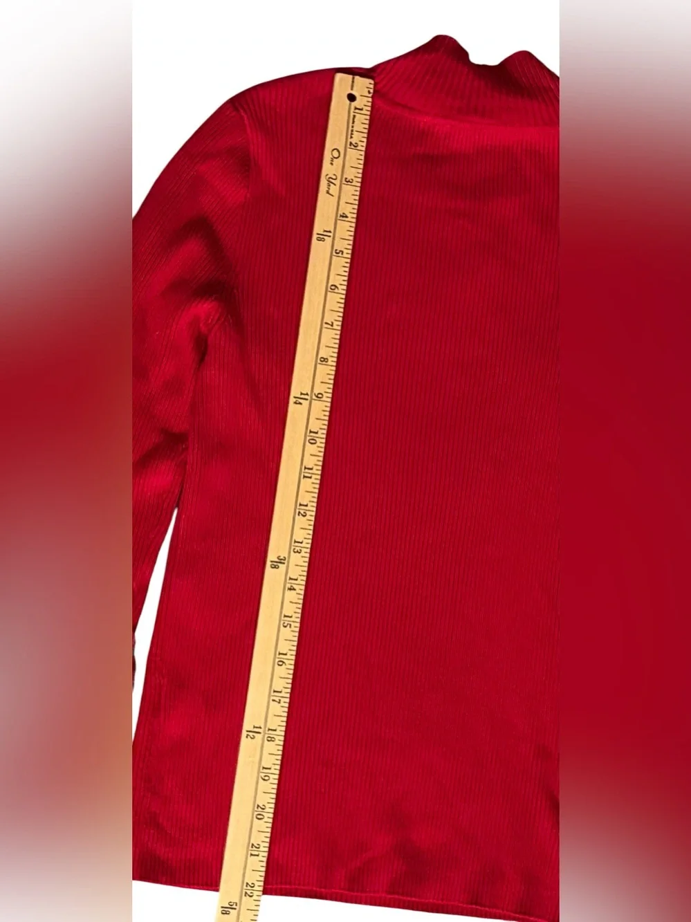 Vince Camuto Red Ribbed Knit Mock Neck Tulle Ruffle Sleeve Sweater NWT Size : S - Picture 5 of 11